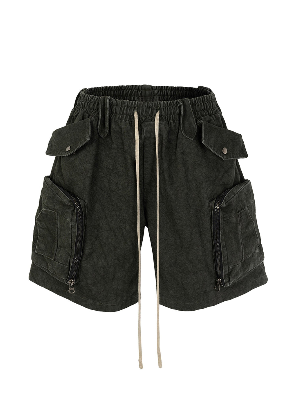 BLACK CARGO SHORTS FOR SUMMER ADVENTURES WITH MULTI POCKETS