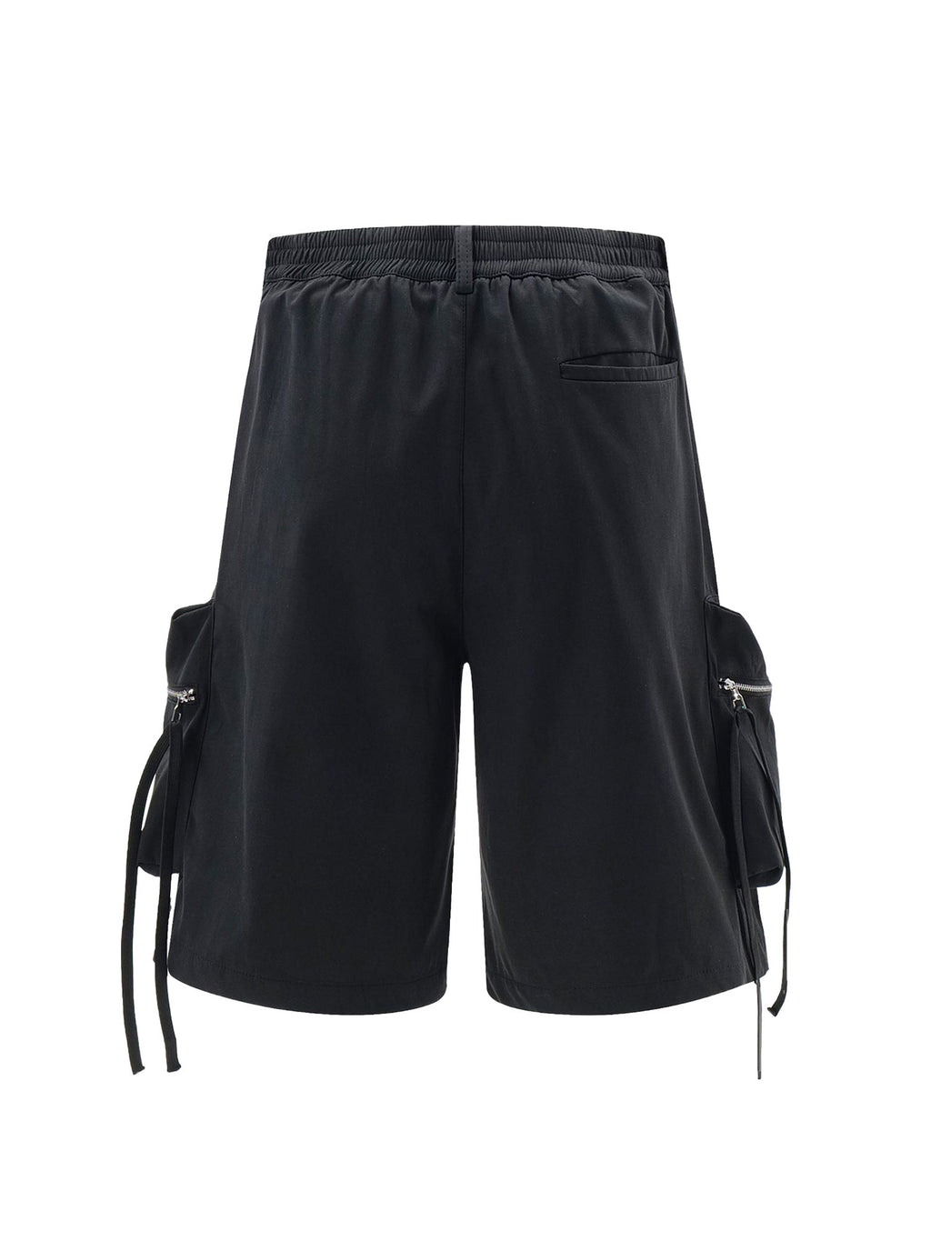 BLACK CARGO SHORTS MID WAIST STRAIGHT LEG STYLE
