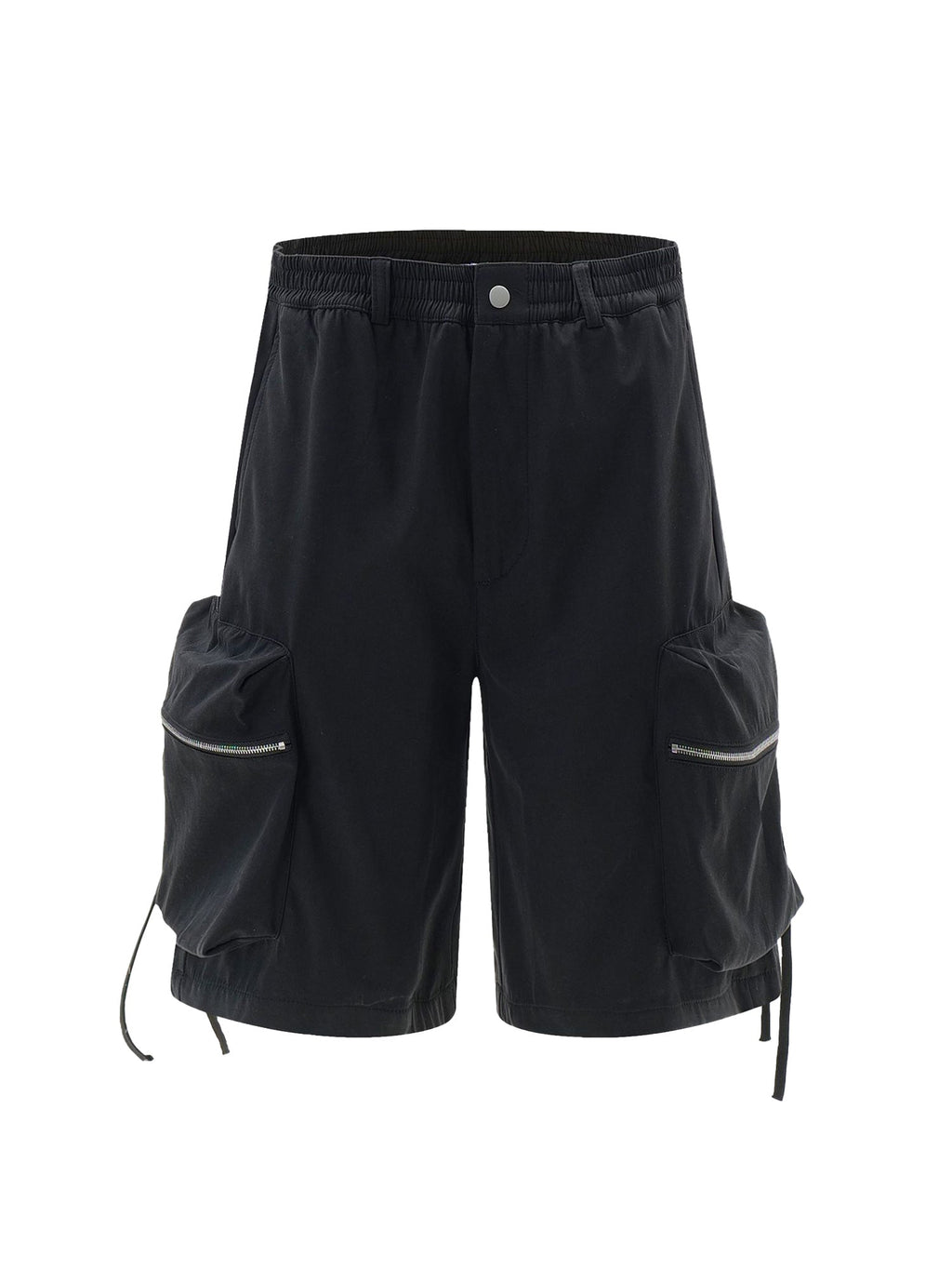 BLACK CARGO SHORTS MID WAIST STRAIGHT LEG STYLE