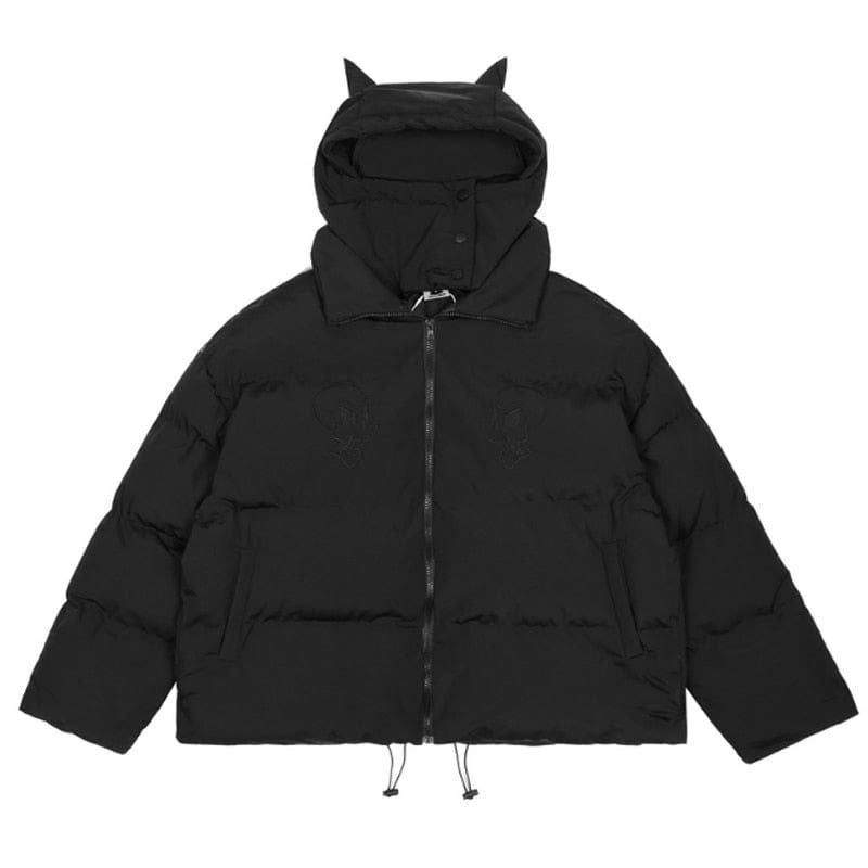 BLACK CAT-EAR HOOD PUFFER JACKET MALICIOUS