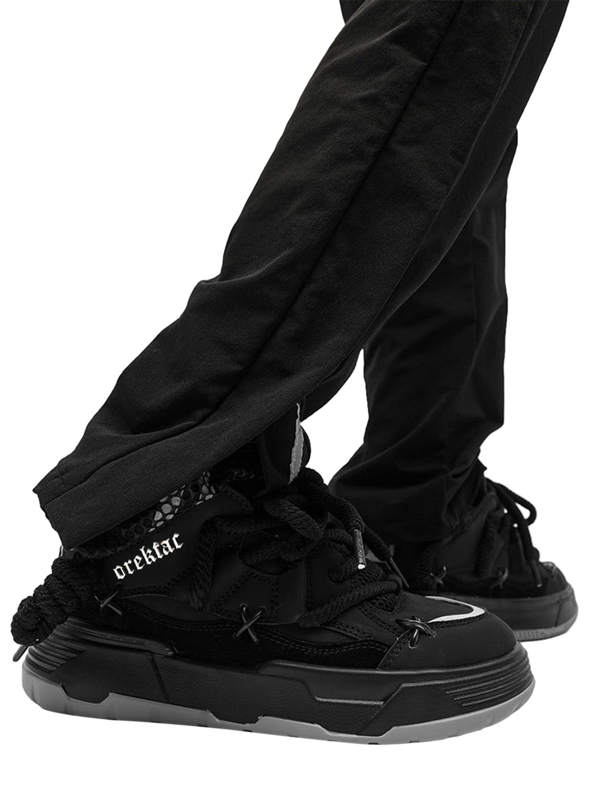 BLACK CHUNKY SNEAKERS ROUND TOE HIGH SP230531DF35