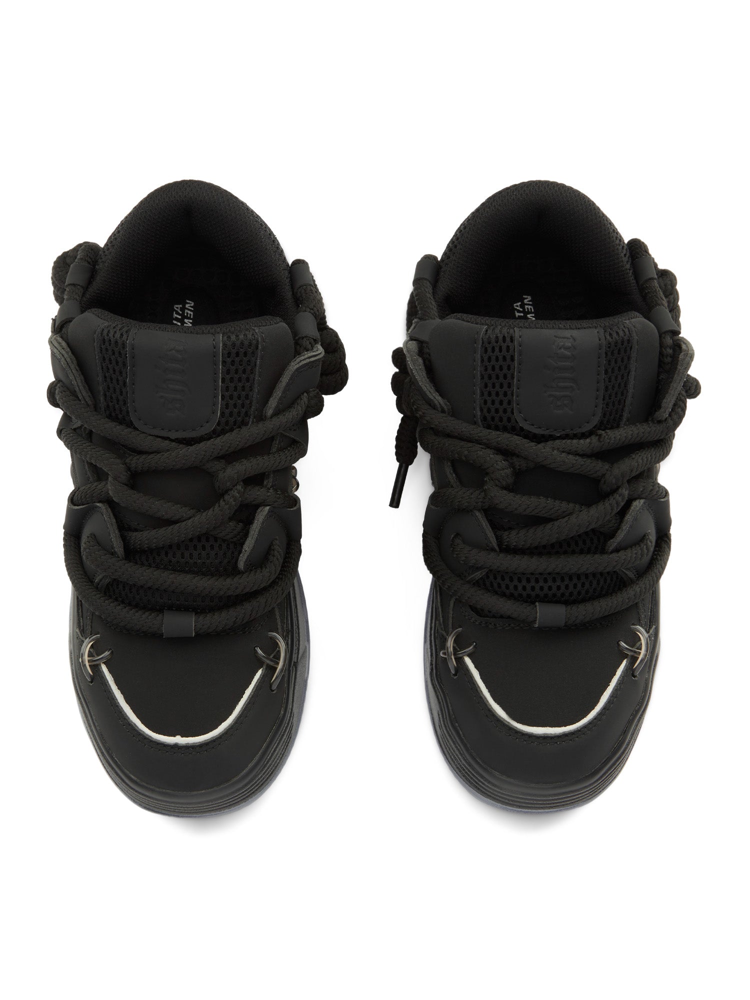 BLACK CHUNKY SNEAKERS ROUND TOE HIGH SP230531DF35