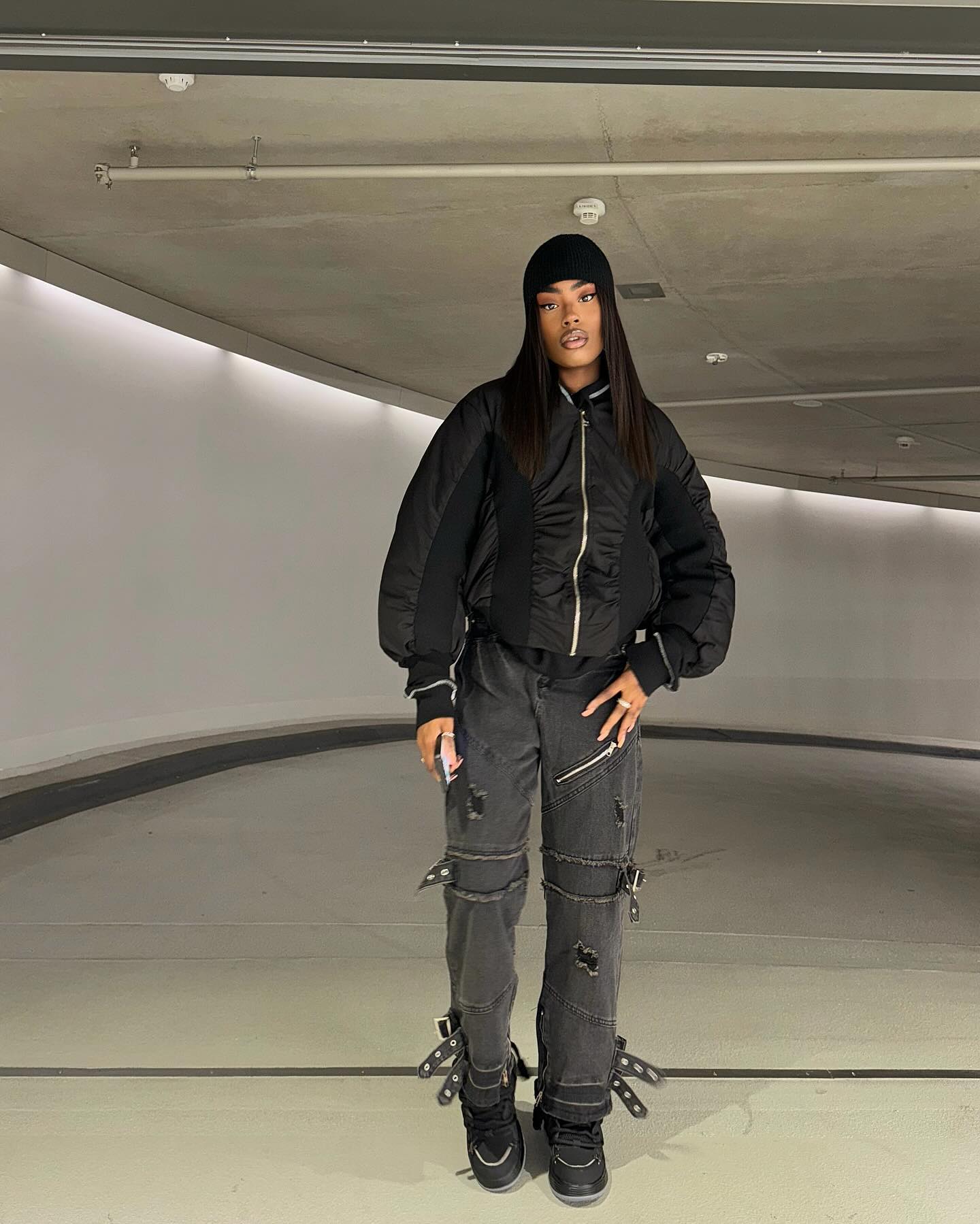 BLACK CHUNKY SNEAKERS ROUND TOE HIGH SP230531DF35