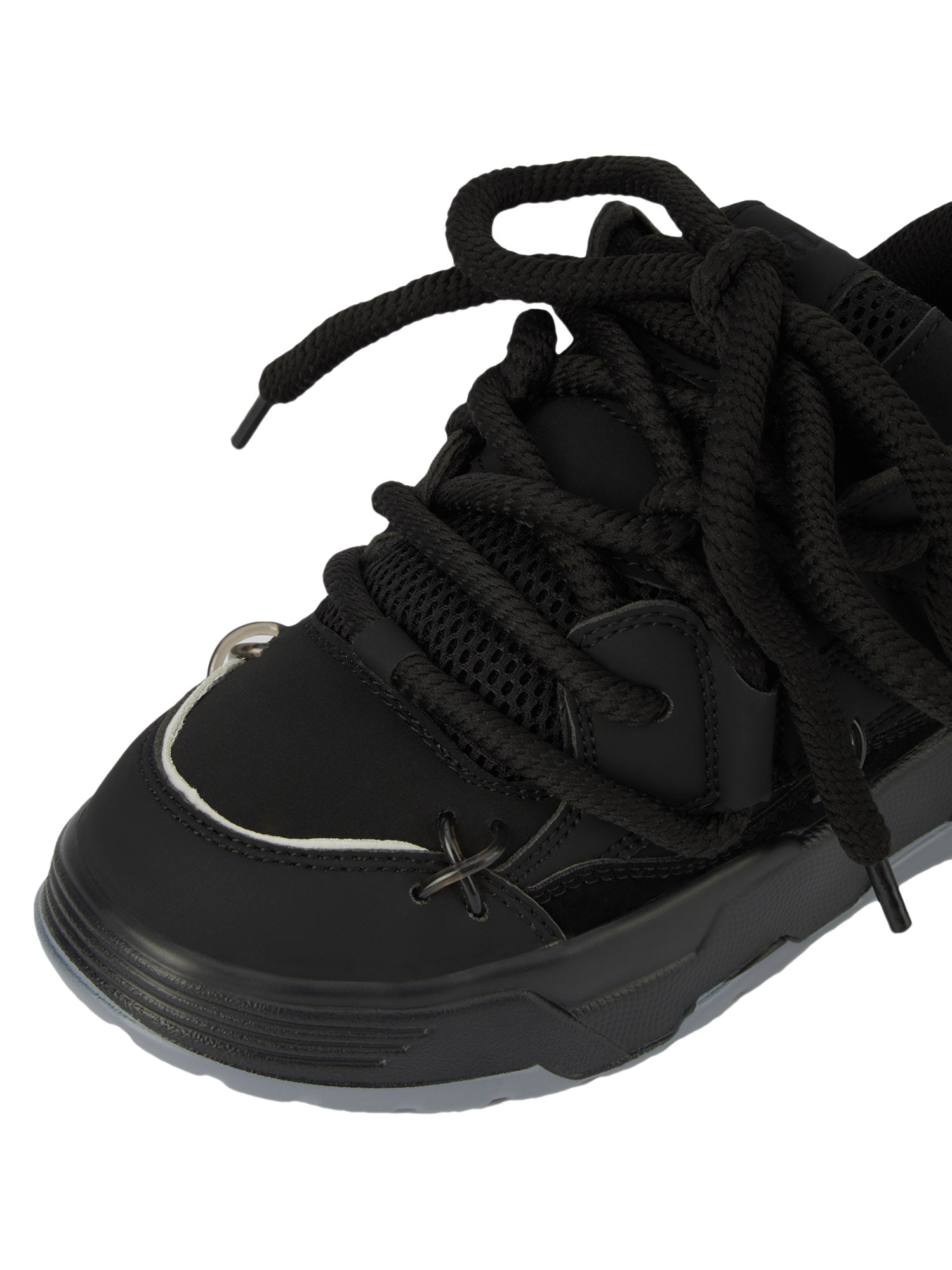 BLACK CHUNKY SNEAKERS ROUND TOE HIGH SP230531DF35