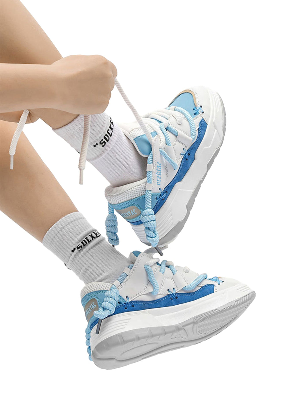 BLACK CHUNKY SNEAKERS ROUND TOE HIGH SP230531DF35