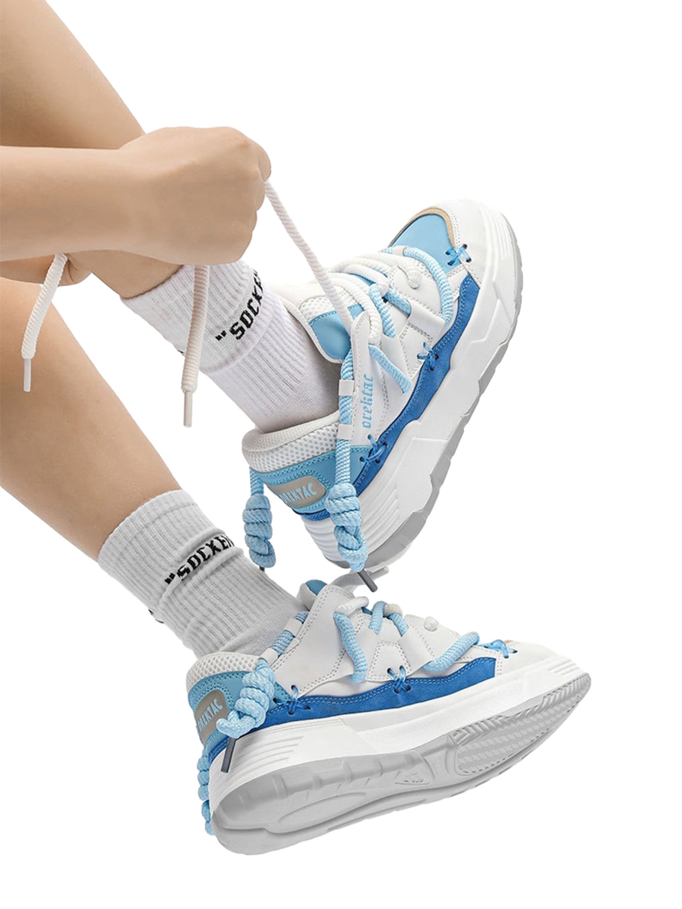 BLACK CHUNKY SNEAKERS ROUND TOE HIGH SP230531DF35