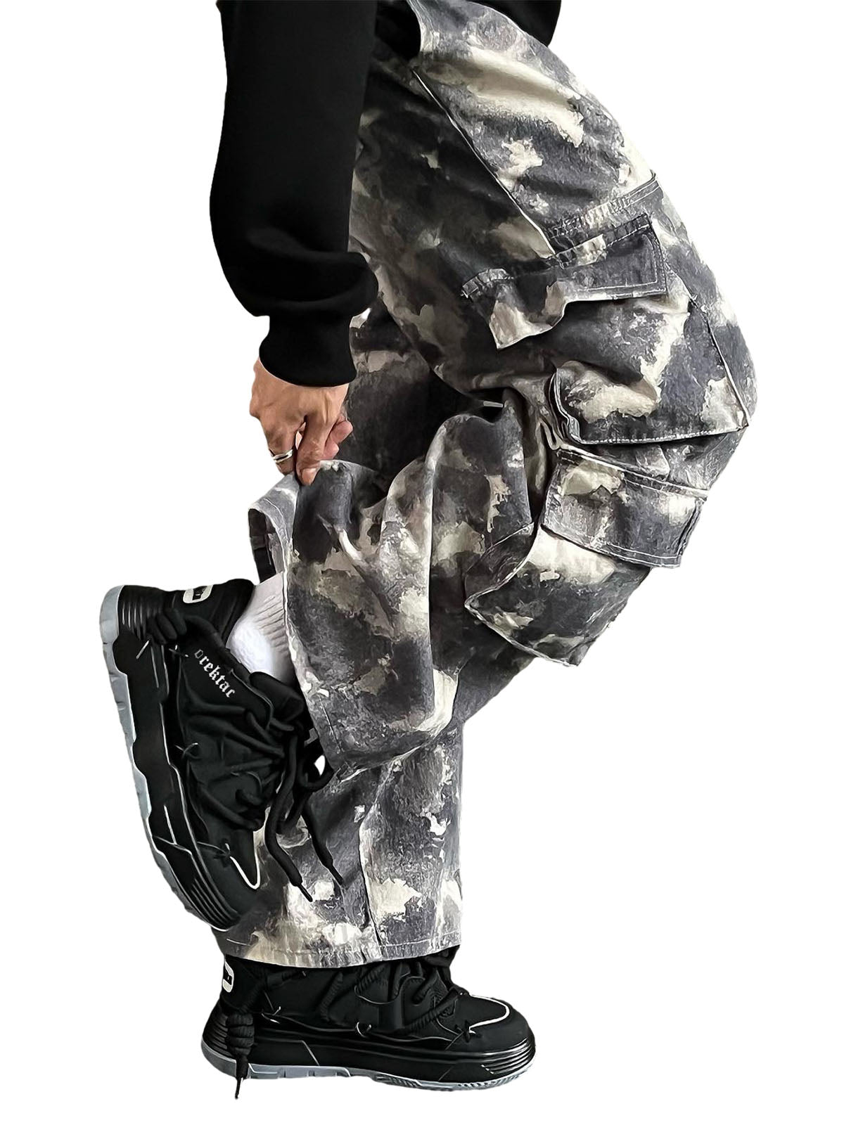 BLACK CHUNKY SNEAKERS ROUND TOE HIGH SP230531DF35