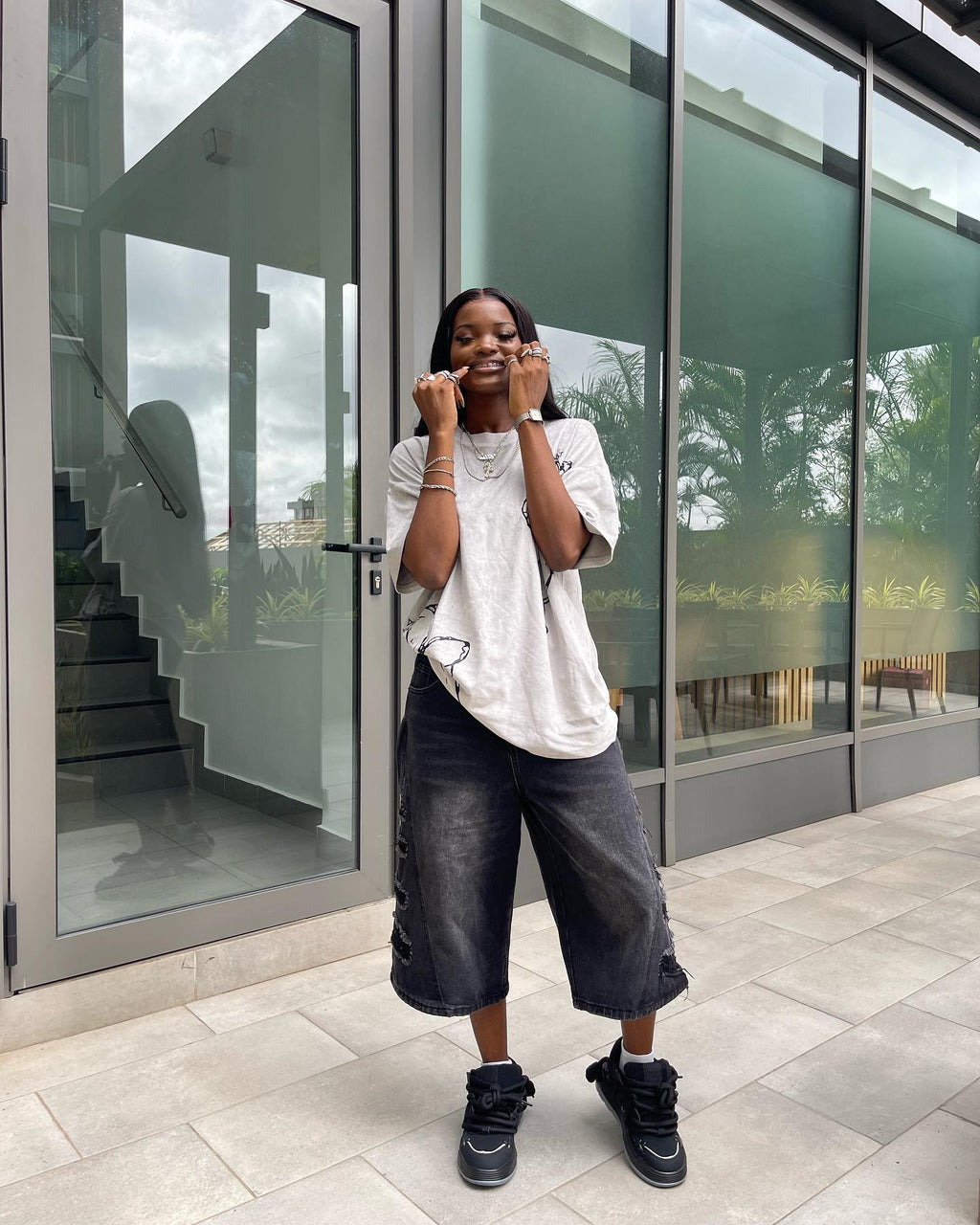 BLACK CHUNKY SNEAKERS ROUND TOE HIGH SP230531DF35