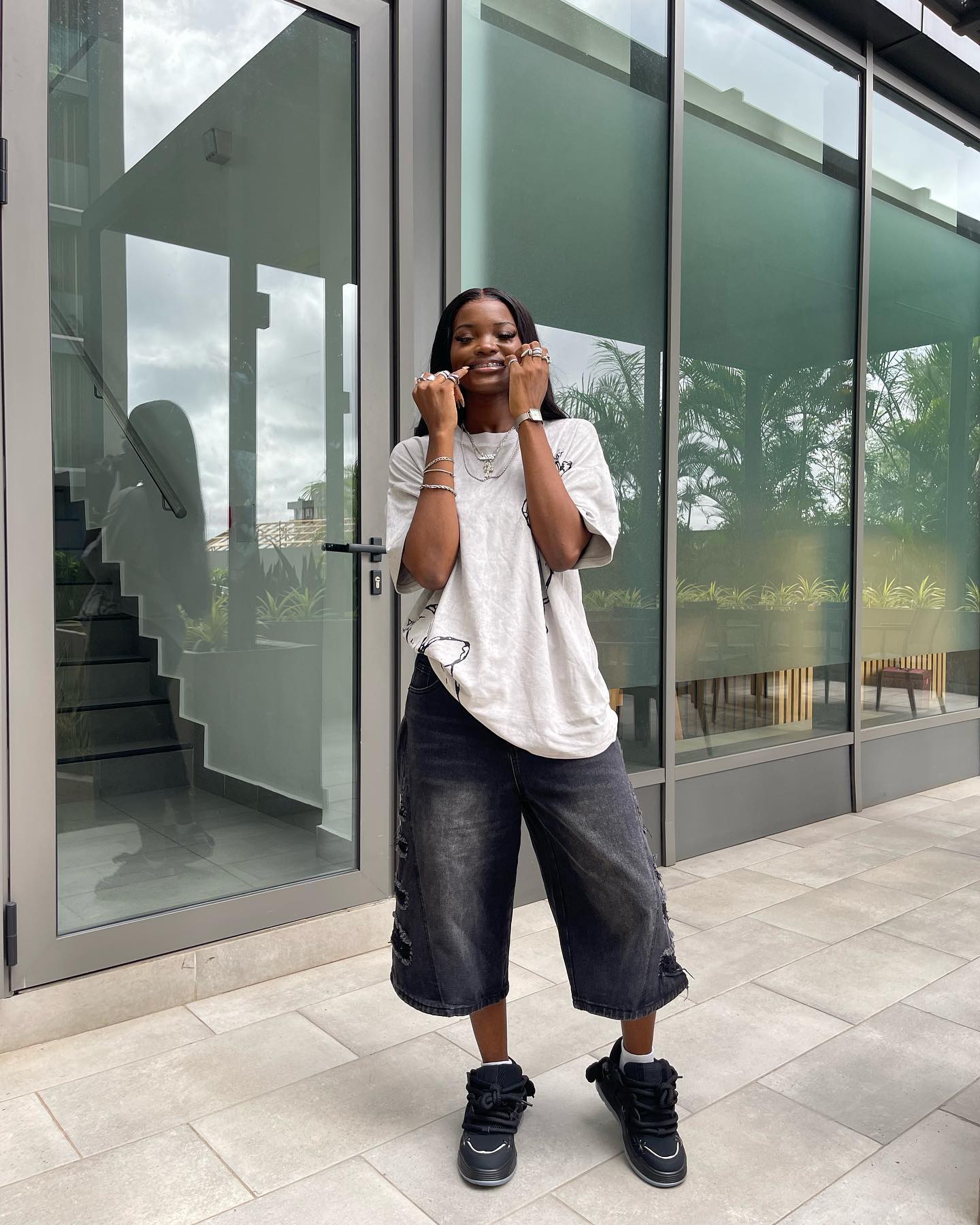 BLACK CHUNKY SNEAKERS ROUND TOE HIGH SP230531DF35