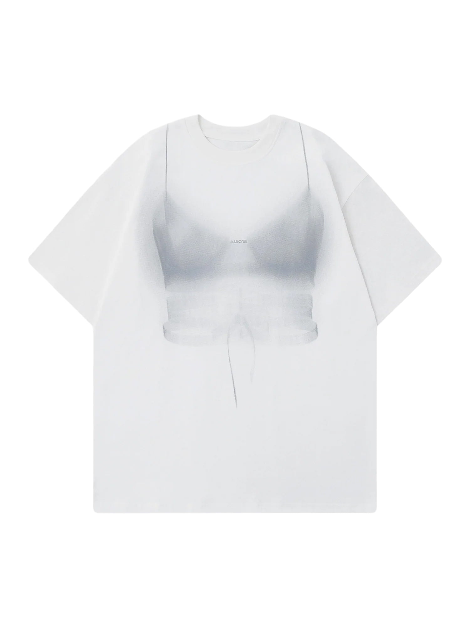 BLACK CORSET DESIGN T-SHIRT WITH ROUND COLLAR SPRING PRINT PULLOVER