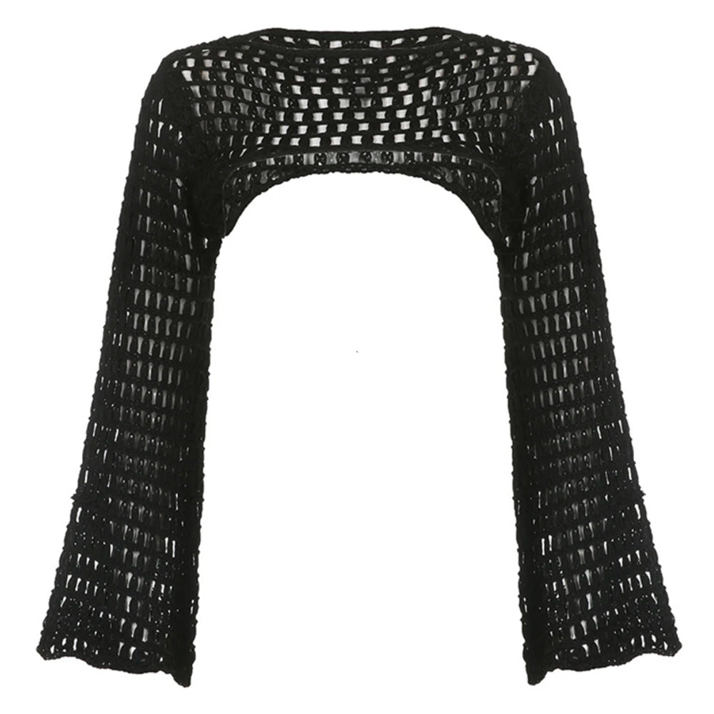BLACK CROCHETED BOLERO FOR WOMEN FASHION ACCESSORY