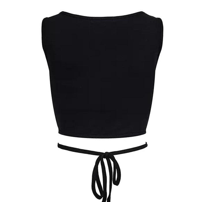 BLACK CUT-OUT CROP TOP FOR WOMEN ONLINE FASHION