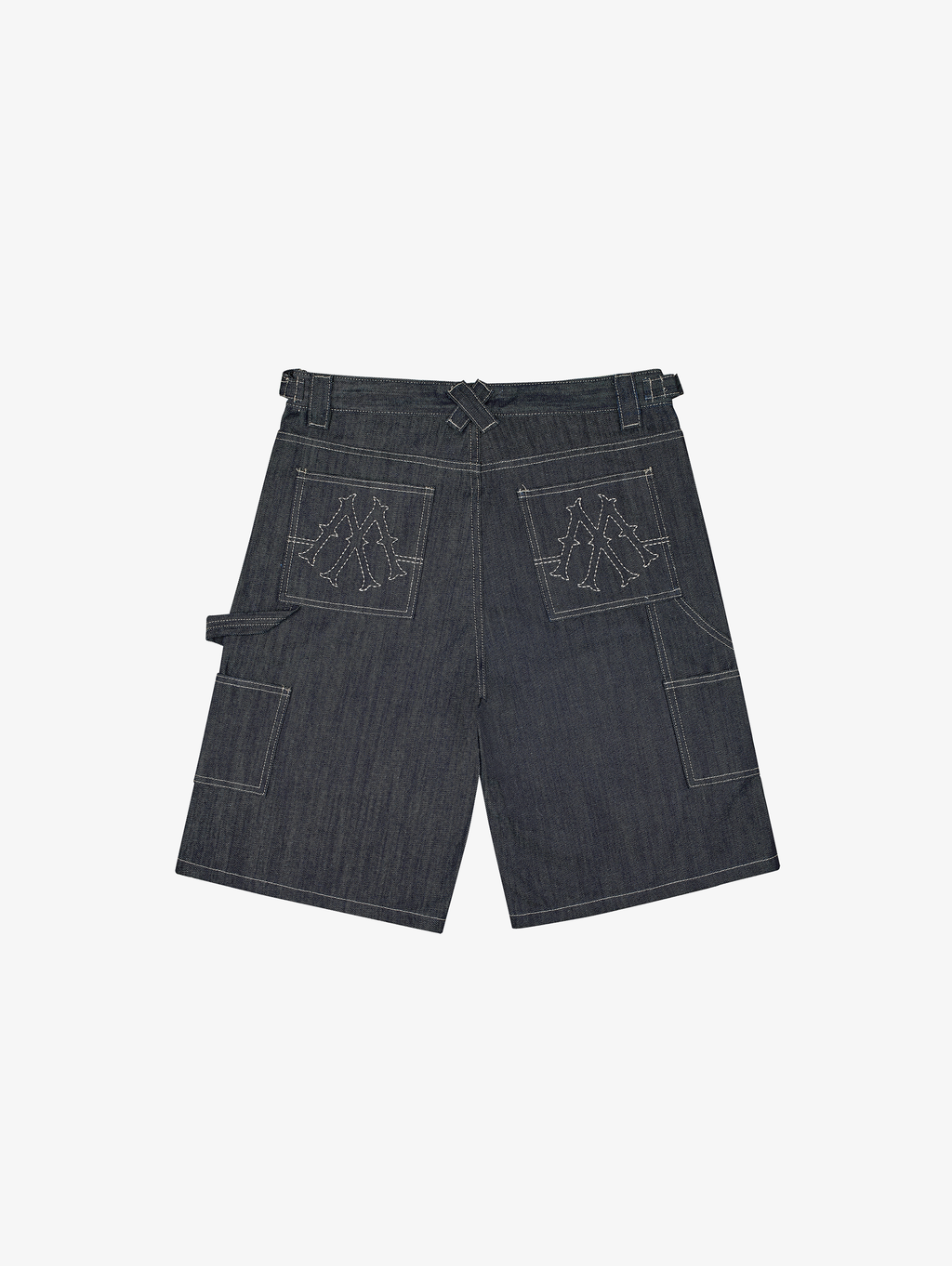 BLACK DENIM CARPENTER SHORTS - RAW BLUE DENIM STYLE