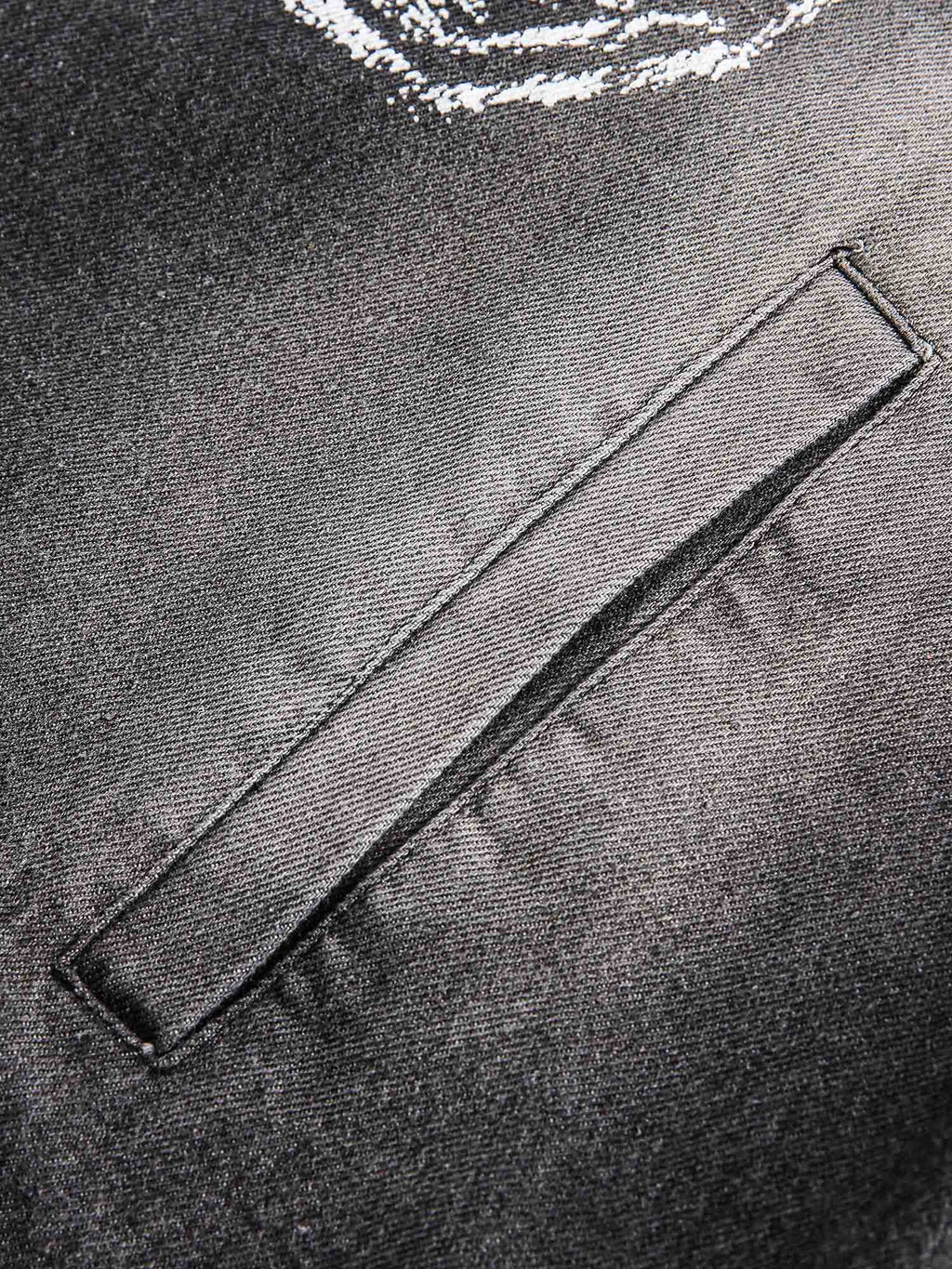 BLACK DENIM HOODIE WITH 03 GRAPHIC LONG SLEEVE HALF PLACKET DESIGN