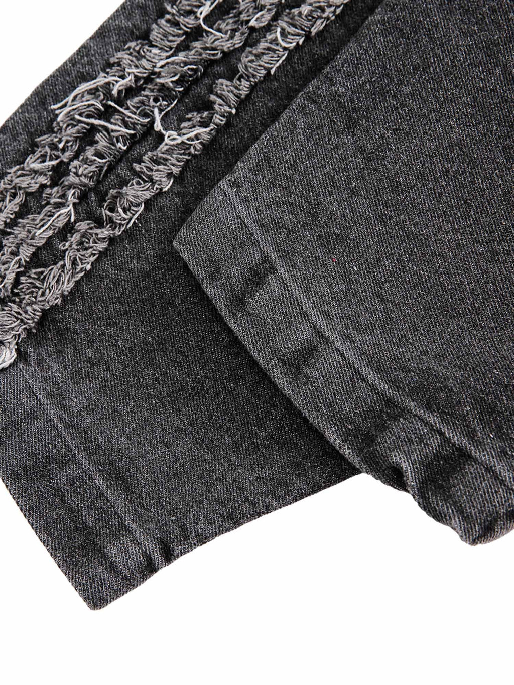 BLACK DENIM HOODIE WITH 03 GRAPHIC LONG SLEEVE HALF PLACKET DESIGN