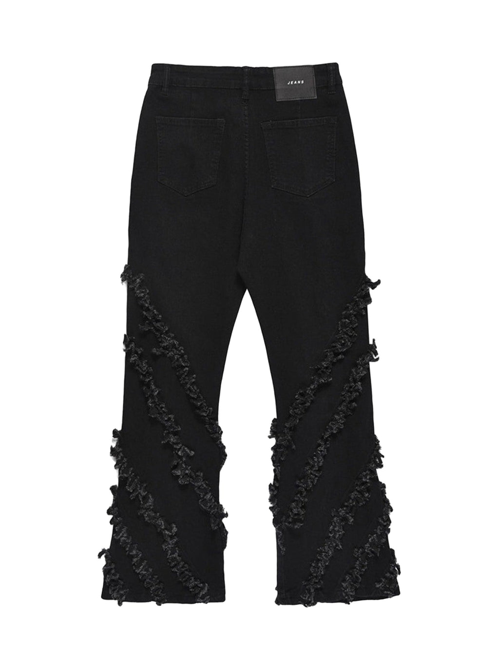 BLACK DENIM PANTS WITH SHREDDED DETAILING TRENDY COTTON BLEND