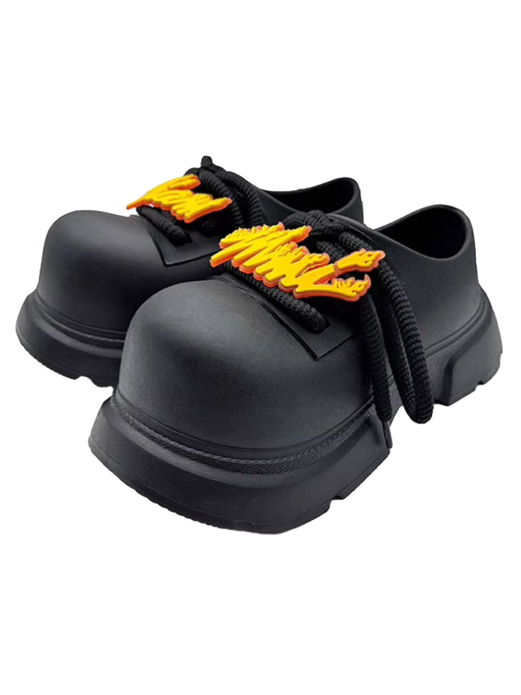 BLACK DERBY PLATFORM SHOES WITH YELLOW ACCENTS - PLATFORM SHOES