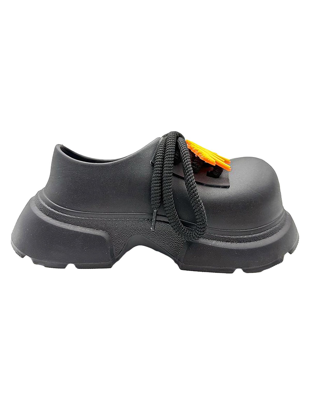 BLACK DERBY PLATFORM SHOES WITH YELLOW ACCENTS - PLATFORM SHOES
