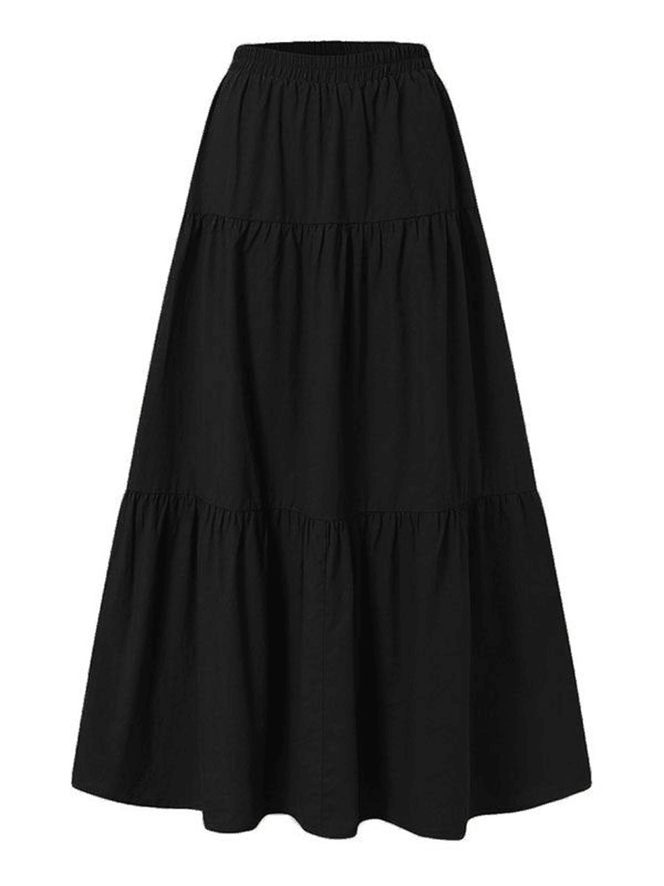 BLACK FAIRY TIERED MAXI SKIRT - ELEGANT TIERED MAXI FASHION PIECE