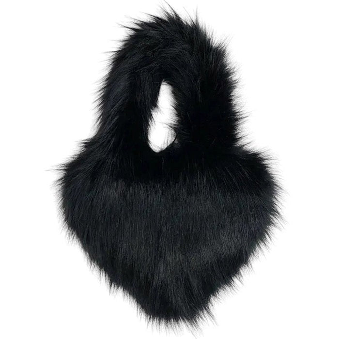 BLACK FAUX FUR HANDBAG FOR WOMEN