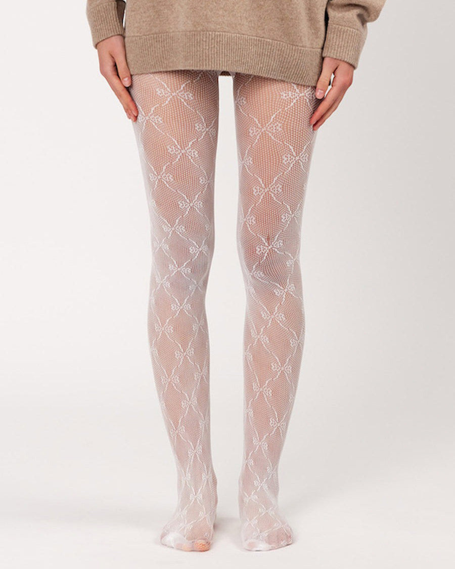 BLACK FISHNET TIGHTS WITH BOW PATTERN