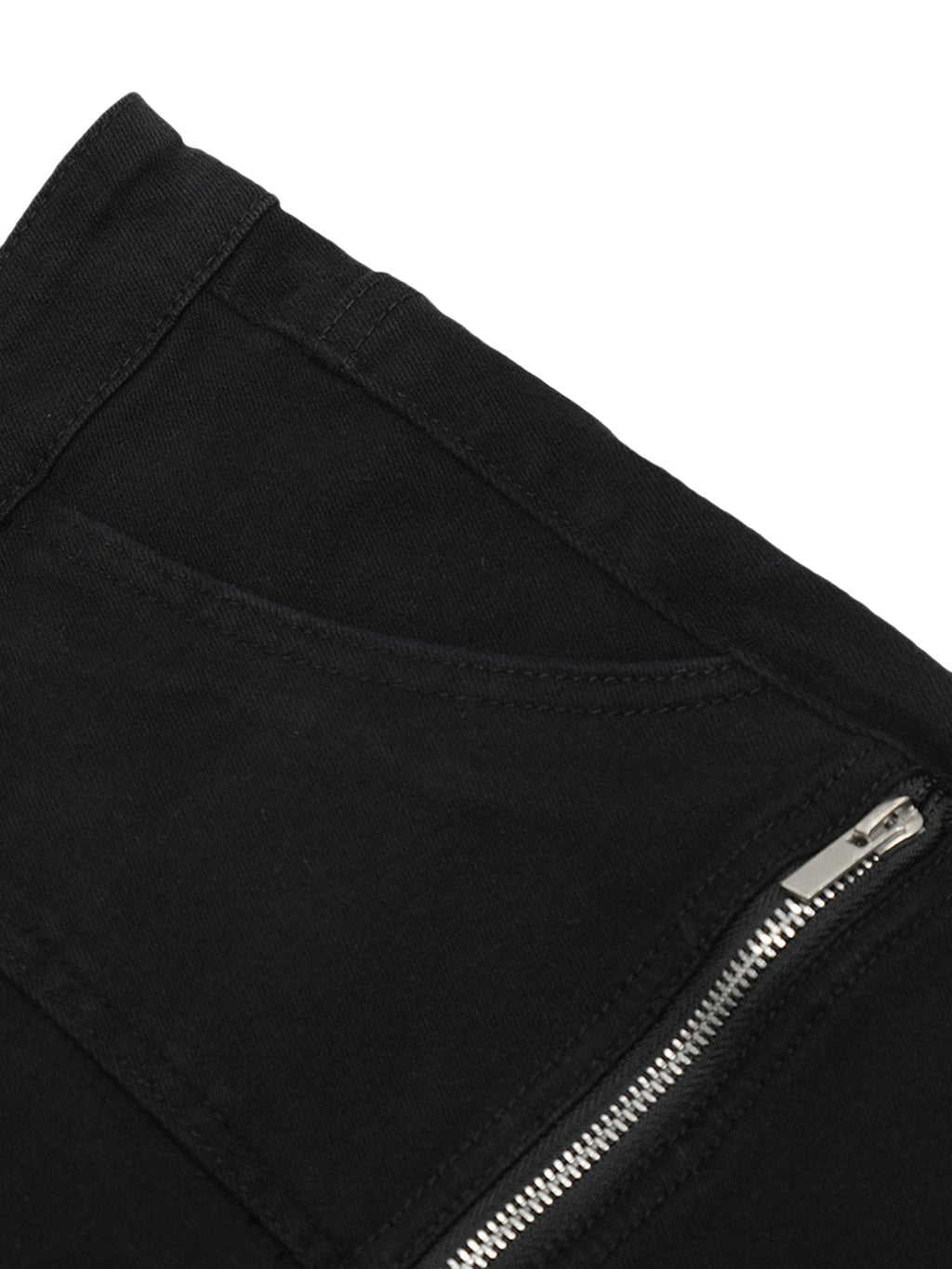 BLACK FLARED CARGO PANTS WITH ZIPPER DETAILS DURABLE COTTON CASUAL