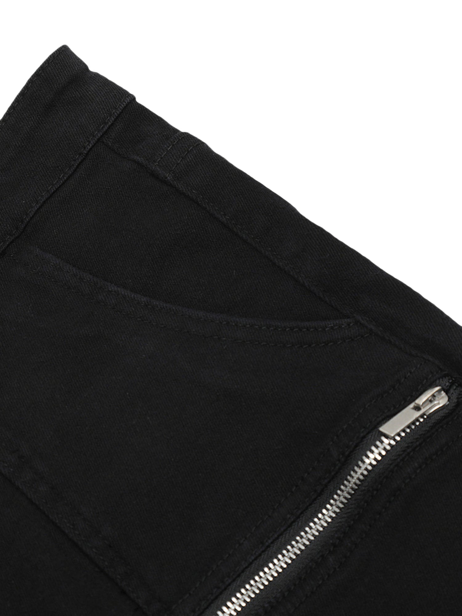 BLACK FLARED CARGO PANTS WITH ZIPPER DETAILS DURABLE COTTON CASUAL