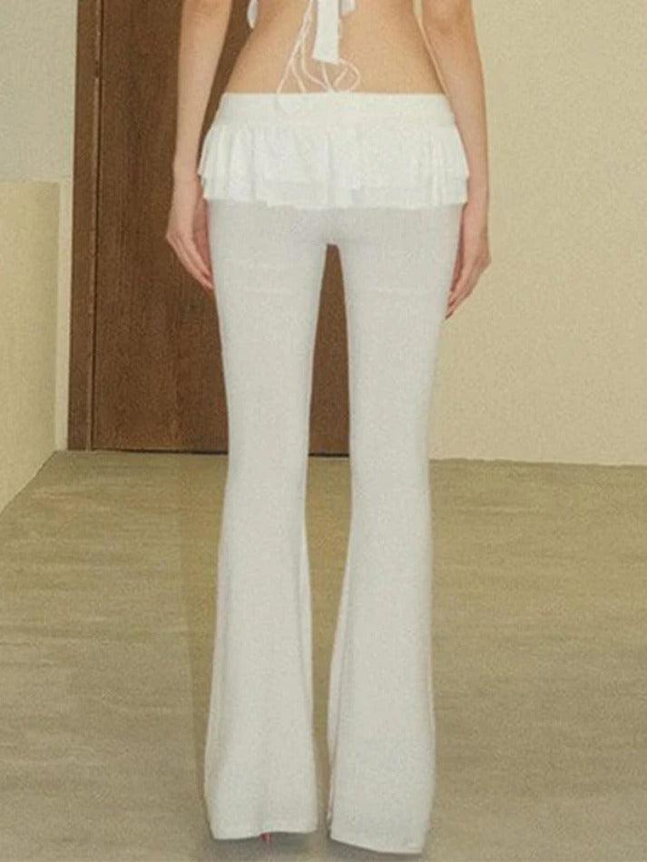 BLACK FLARED PANTS WITH TIE - SLIM FIT STREET STYLE