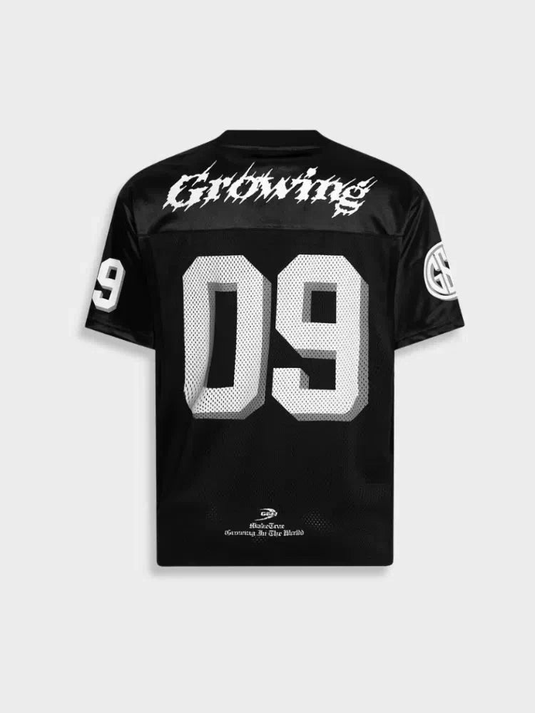 BLACK FOOTBALL JERSEY 09 HIGH QUALITY MAIN STREETWEAR T-SHIRT