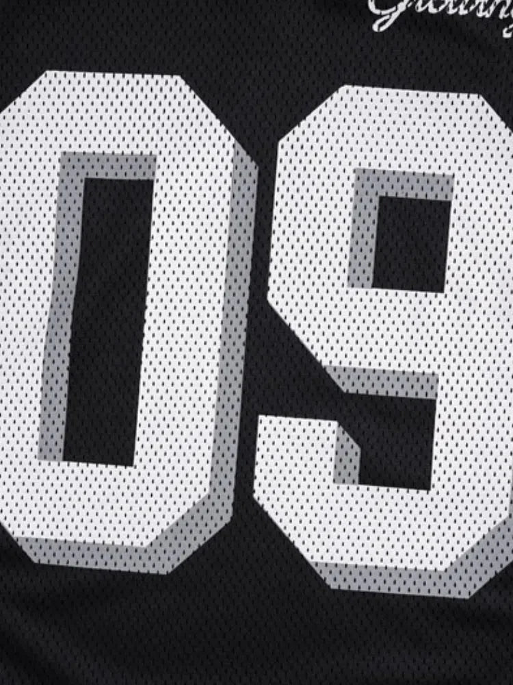 BLACK FOOTBALL JERSEY 09 HIGH QUALITY MAIN STREETWEAR T-SHIRT