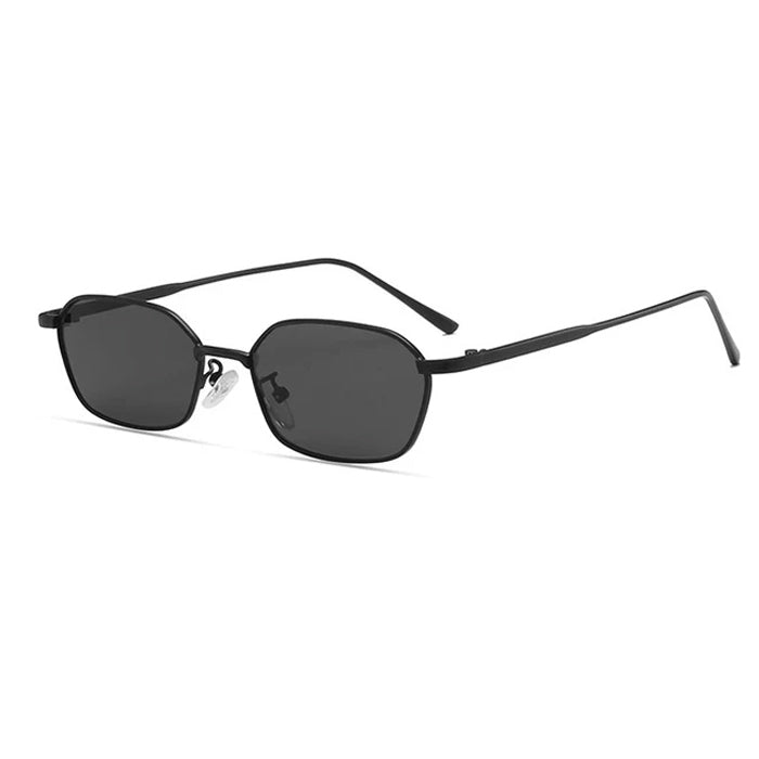 BLACK-FRAMED SUNGLASSES WITH DARK LENSES