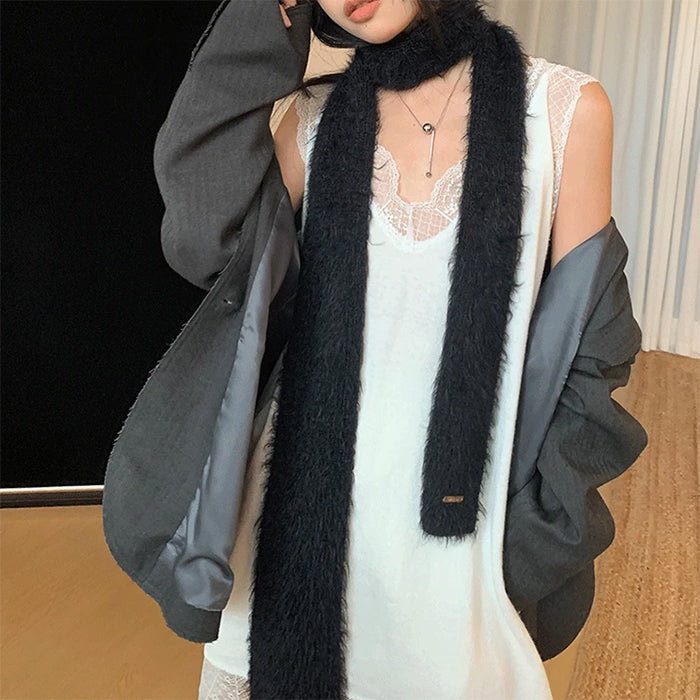 BLACK FUZZY SCARF FOR WOMEN AND MEN