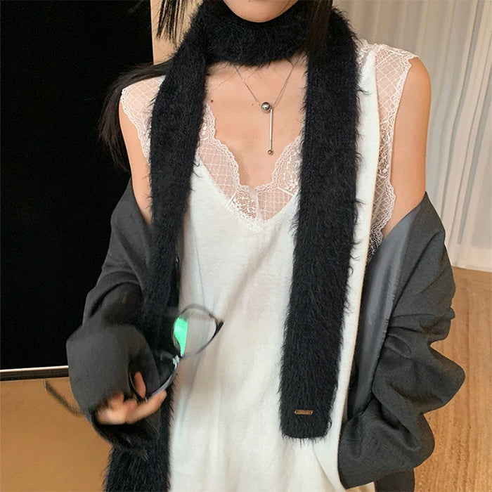 BLACK FUZZY SCARF FOR WOMEN AND MEN