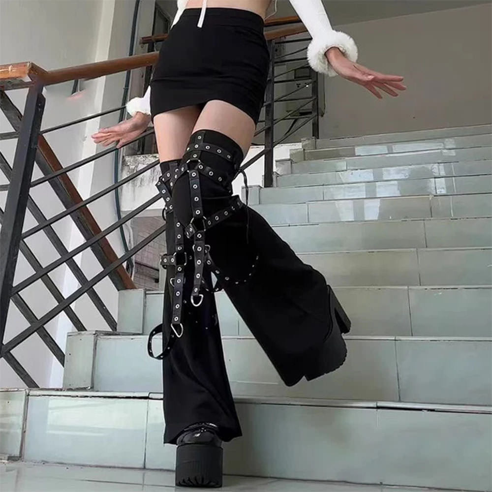 BLACK GOTHIC LEG WARMERS PAIR FOR ALTERNATIVE FASHION ACCESSORIES