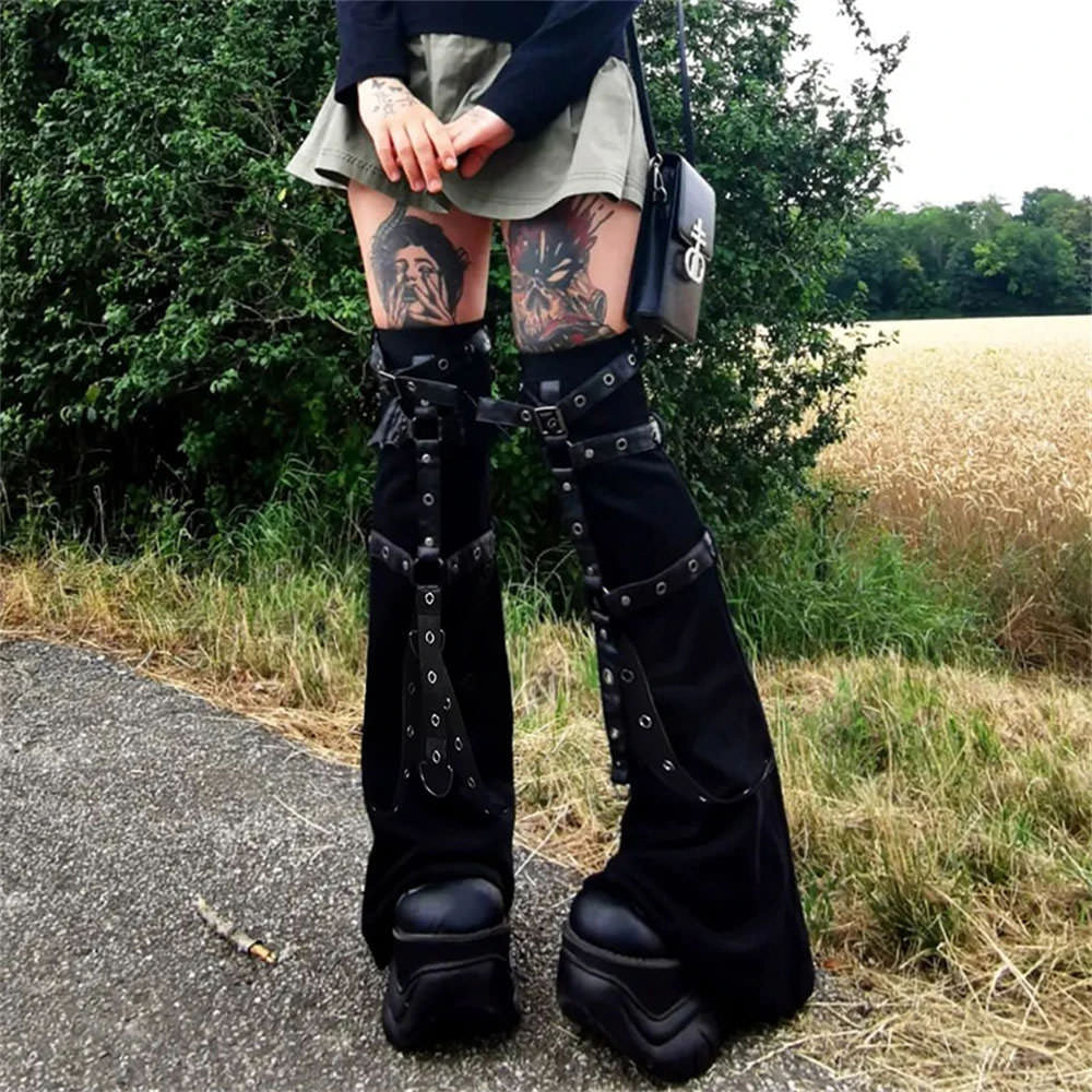 BLACK GOTHIC LEG WARMERS PAIR FOR ALTERNATIVE FASHION ACCESSORIES