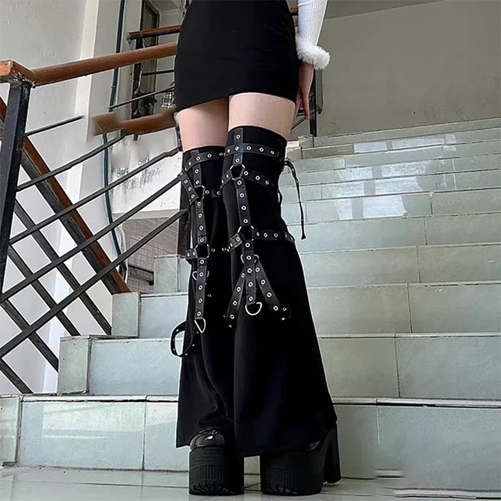 BLACK GOTHIC LEG WARMERS PAIR FOR ALTERNATIVE FASHION ACCESSORIES