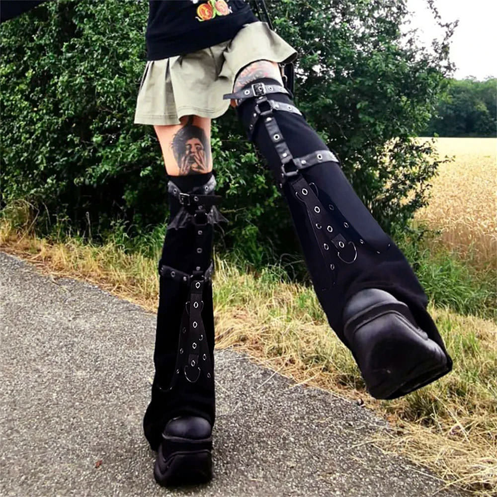BLACK GOTHIC LEG WARMERS PAIR FOR ALTERNATIVE FASHION ACCESSORIES