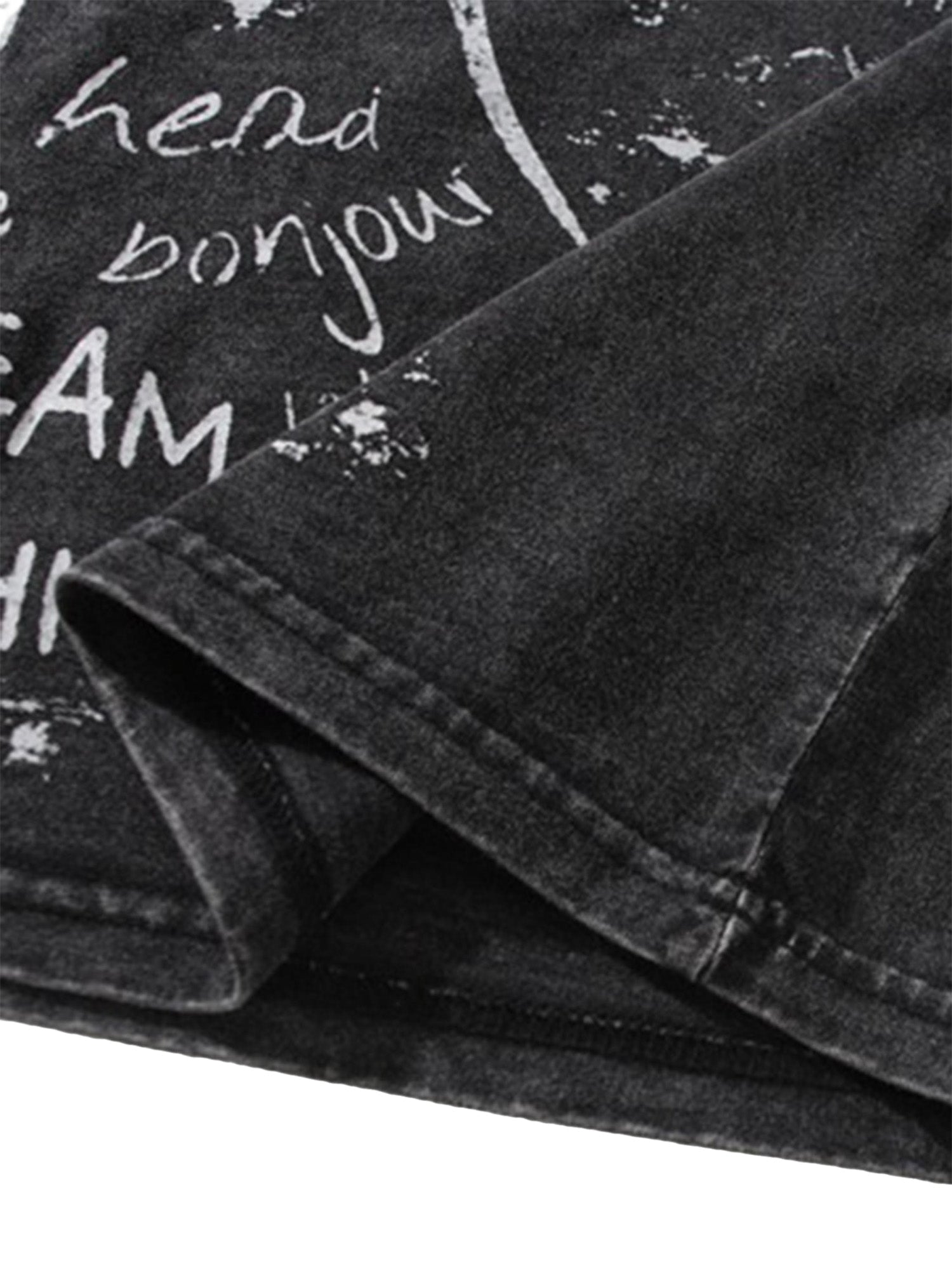 BLACK GRAPHIC SLEEVELESS SHIRT CASUAL PRINTED SHORT SLEEVE