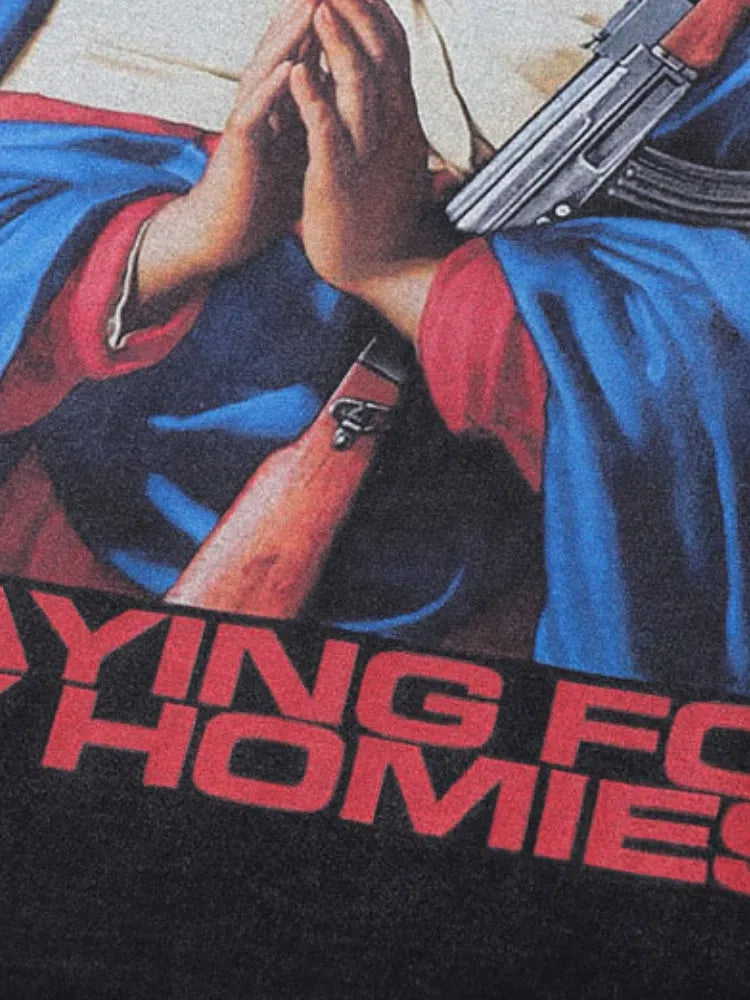 BLACK GRAPHIC T-SHIRT HOMIES TEE FOR CASUAL WEAR