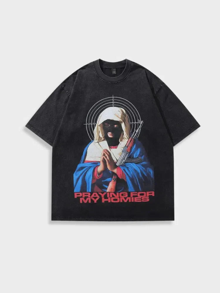 BLACK GRAPHIC T-SHIRT HOMIES TEE FOR CASUAL WEAR