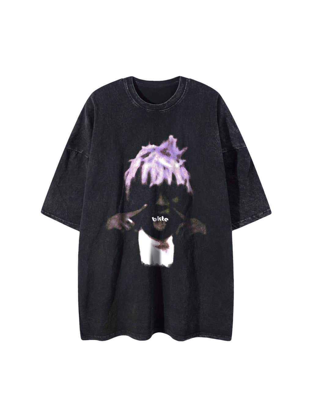 BLACK GRAPHIC T-SHIRT TRENDY CASUAL SHORT SLEEVE COTTON BLEND