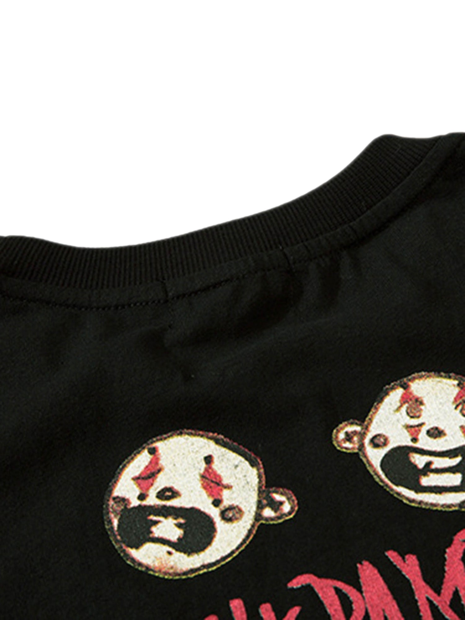 BLACK GRAPHIC T-SHIRT WITH SHORT SLEEVE AND ROUND COLLAR, TRENDY VINTAGE STYLE