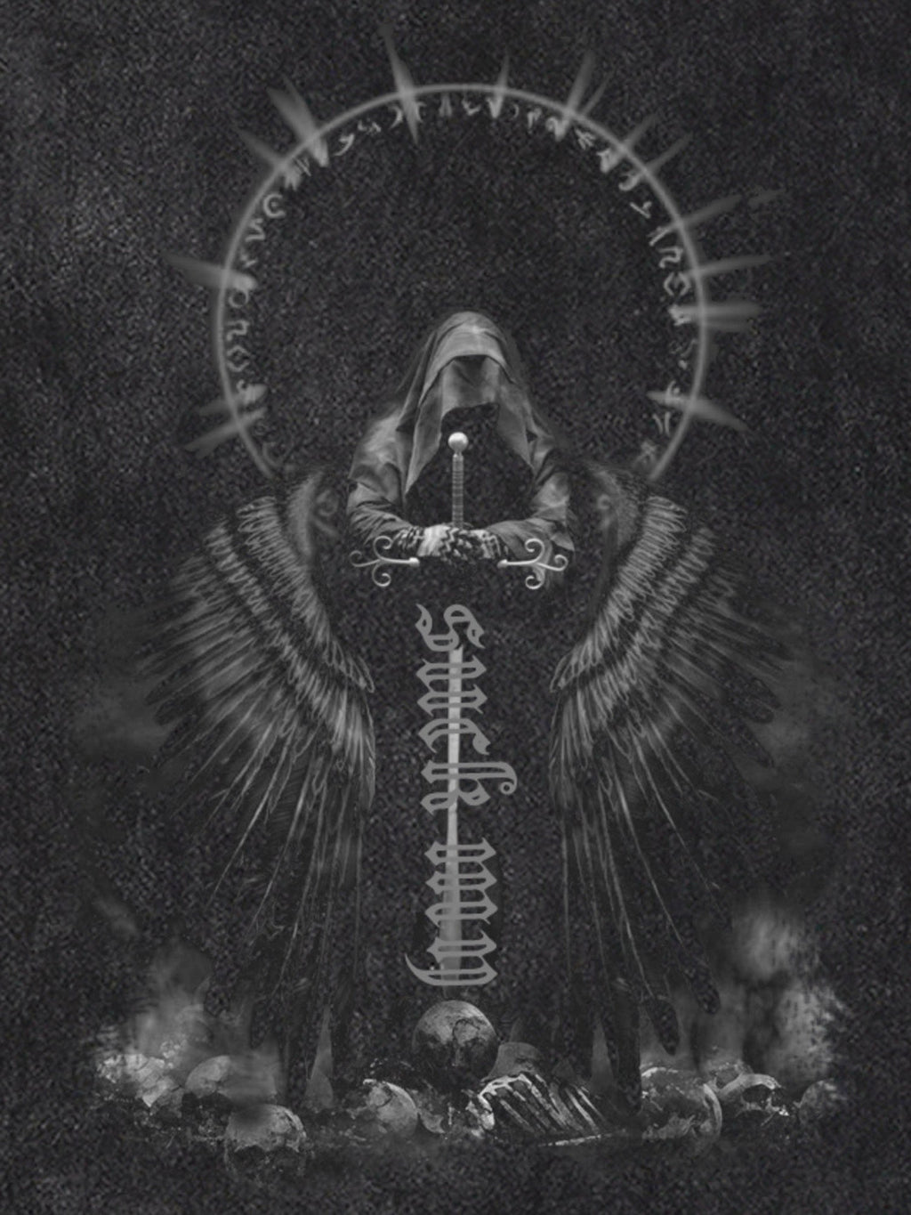 BLACK GRAPHIC TANK TOP WITH PRINTED ROUND NECK DESIGN