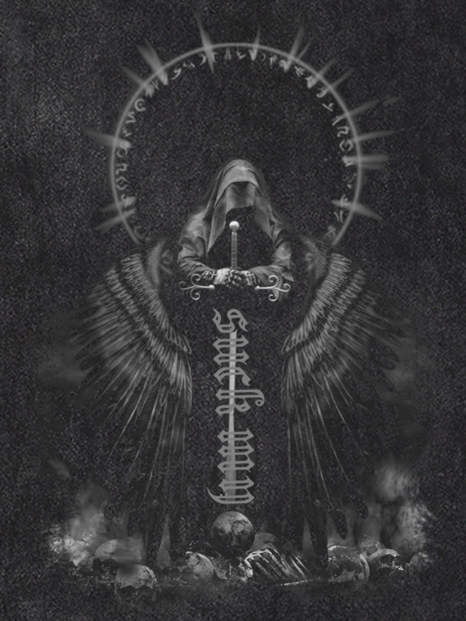 BLACK GRAPHIC TANK TOP WITH PRINTED ROUND NECK DESIGN