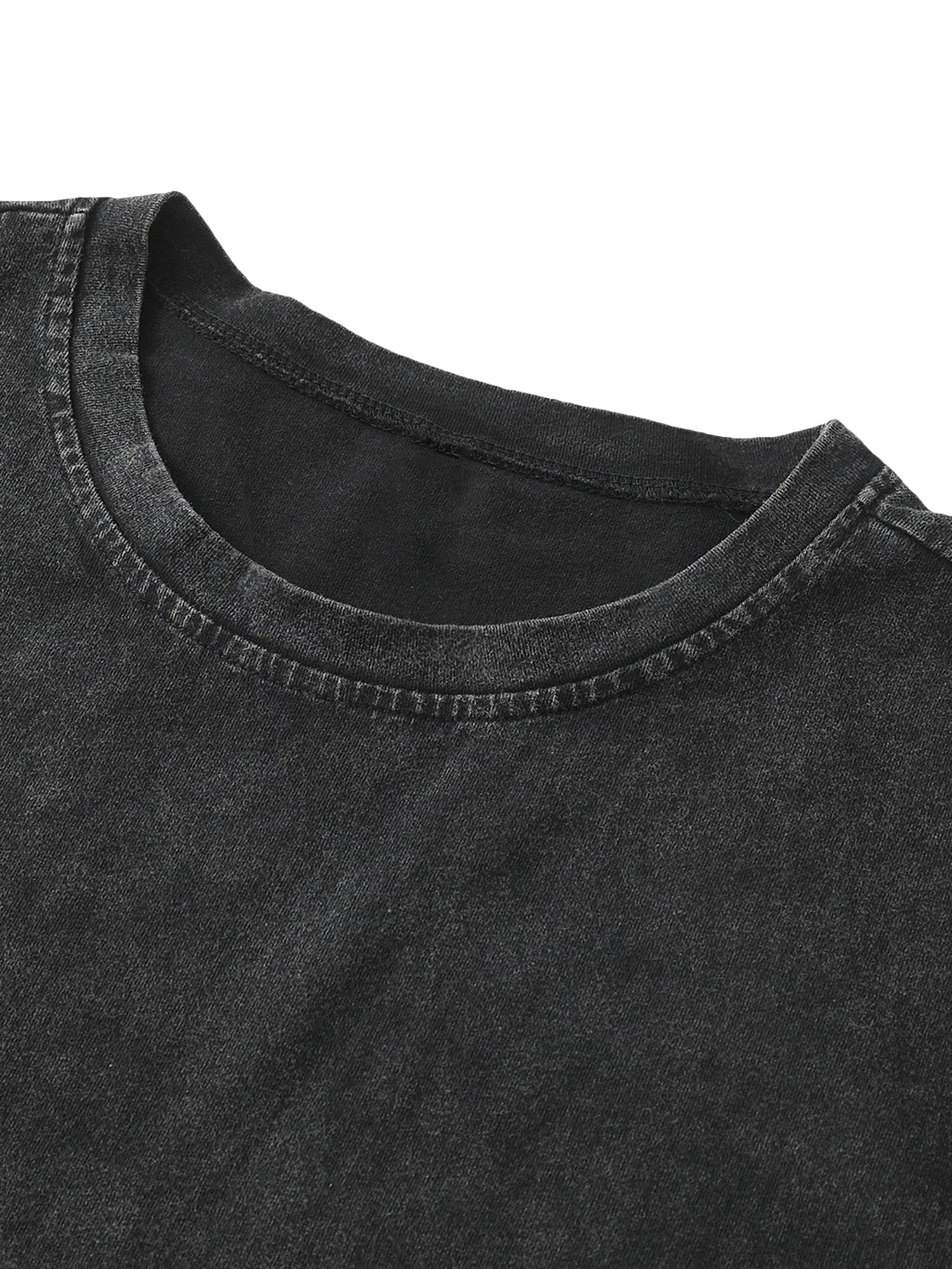 BLACK GRAPHIC TANK TOP WITH PRINTED ROUND NECK DESIGN