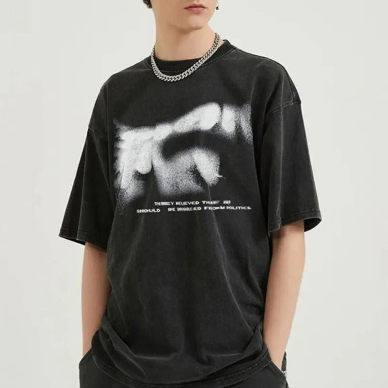 BLACK GRAPHIC TEE SHIRT - STATEMENT TEE SHIRT POLITICS