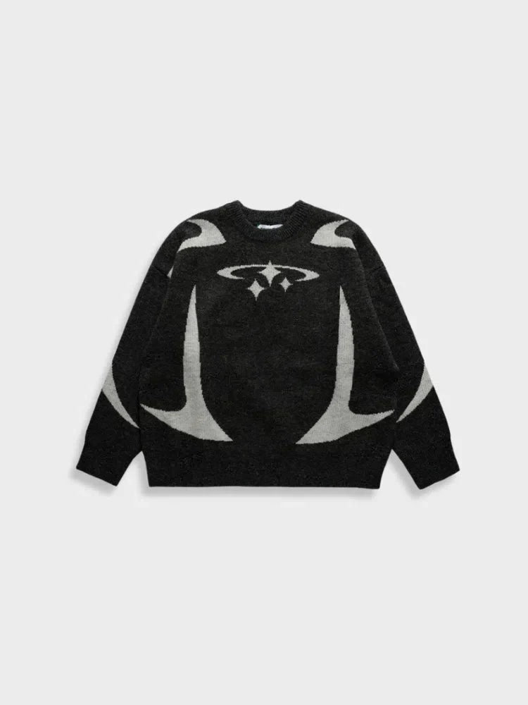 BLACK GRAPHIC Y2K VINTAGE SWEATER