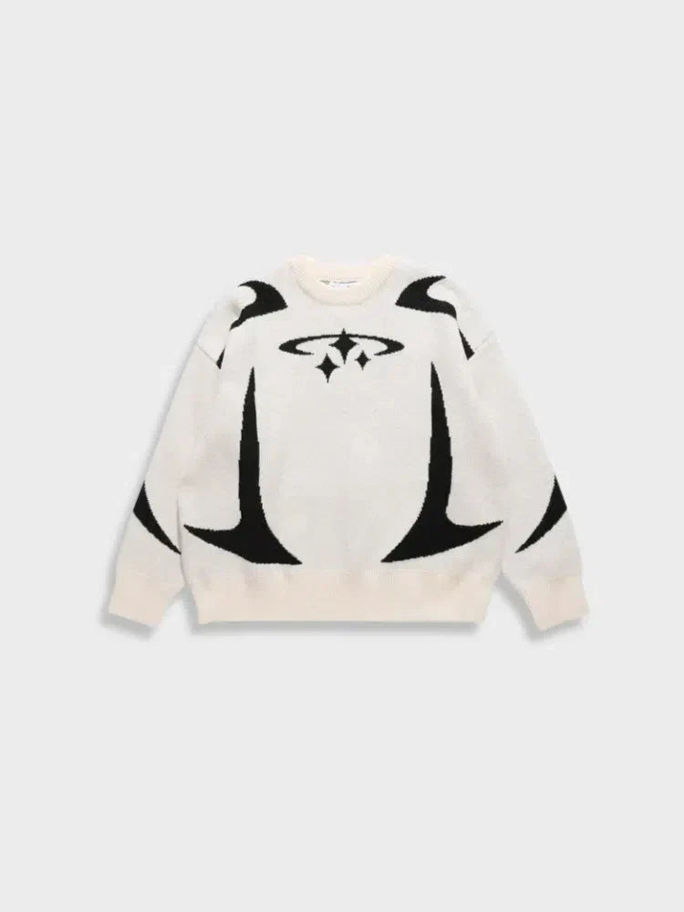 BLACK GRAPHIC Y2K VINTAGE SWEATER