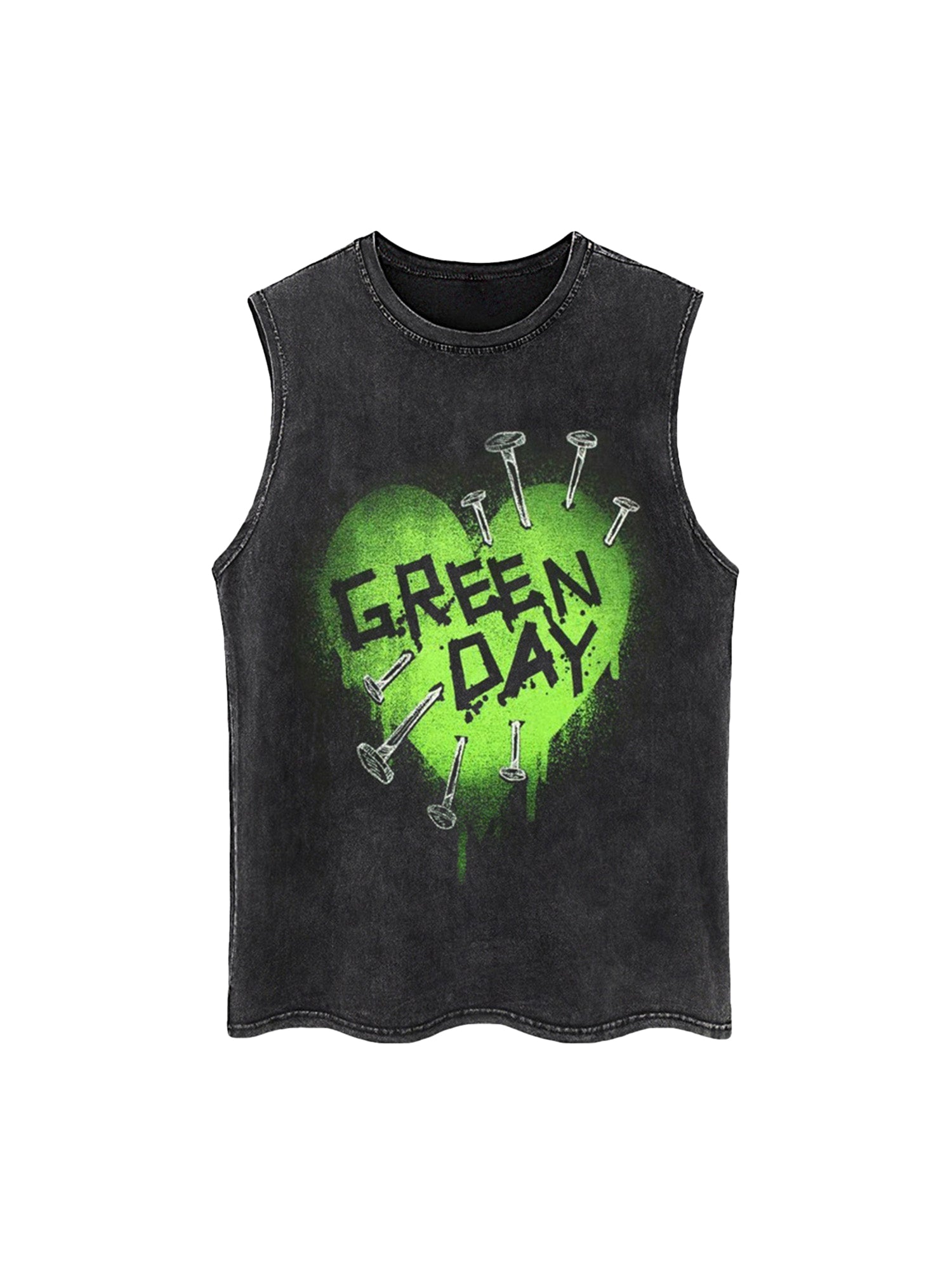 BLACK GREEN DAY SLEEVELESS PULLOVER WITH FLORAL PRINT