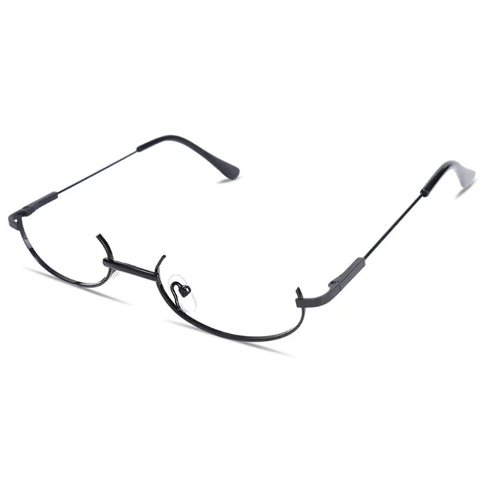BLACK HALF-FRAME EYEGLASSES WITH Y2K HALF FRAME STYLE